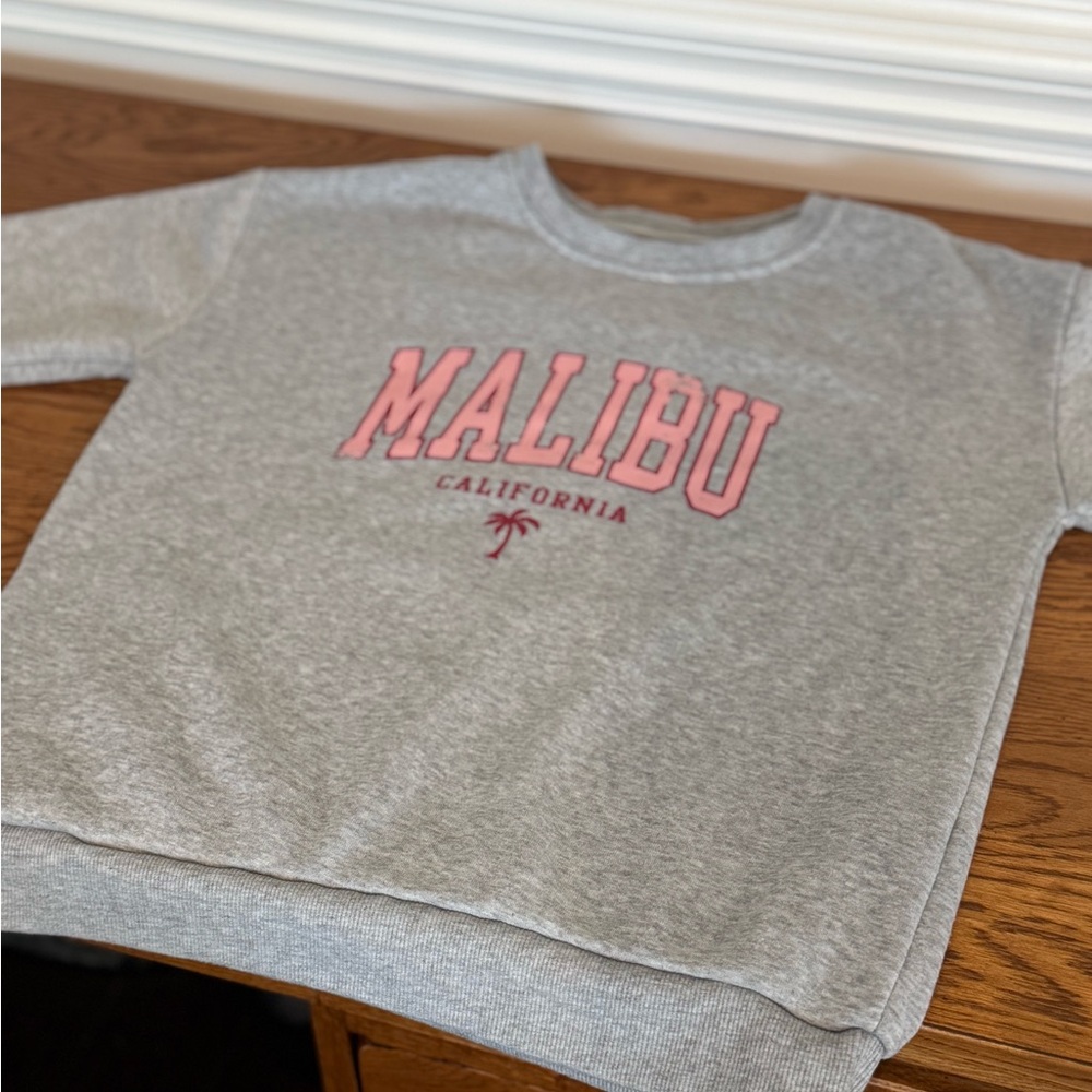 SHEIN BRAND, Gray Distressed Malibu California Sweatshirt, Women's Clothing-SM - Picture 2 of 10